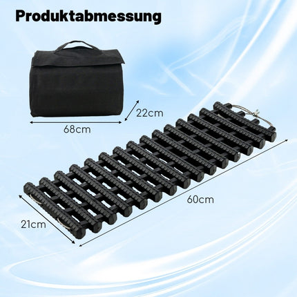 2er-Pack Reifen-Traktionsmatten mit Tasche, Notfall-Traktionshilfe, Schwarz, 61,5 x 21 x 2,8 cm