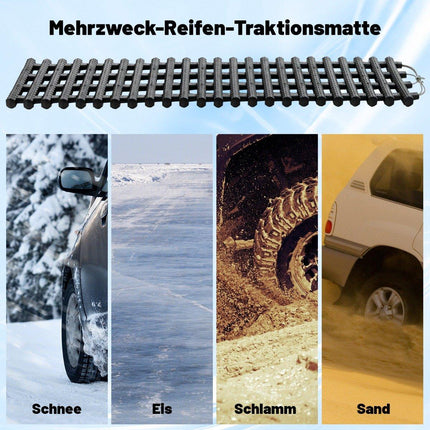 2er-Pack Reifen-Traktionsmatten mit Tasche, Notfall-Traktionshilfe, Schwarz, 98 x 21 x 2,8 cm
