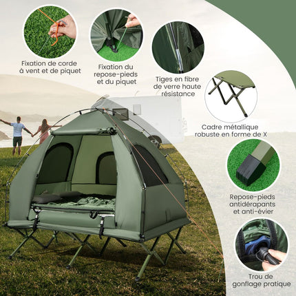 2-Personen Campingzeltliege-Set mit Luftmatratze, 2 Taschen