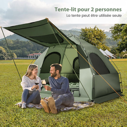 2-Personen Campingzeltliege-Set mit Luftmatratze, 2 Taschen