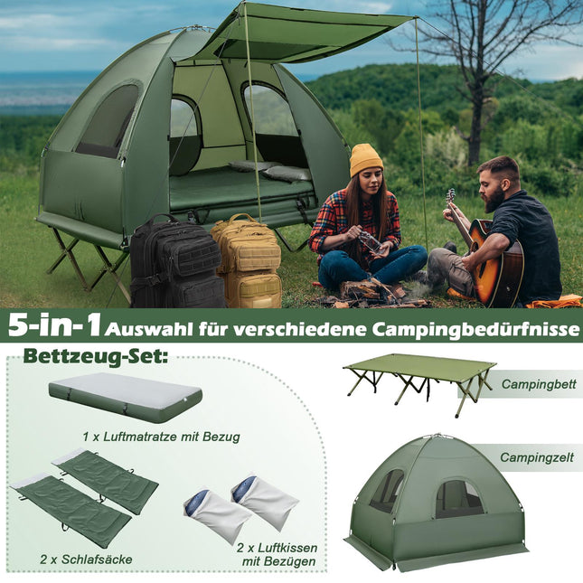 2-Personen-Campingzeltliege-Set mit Luftmatratze
