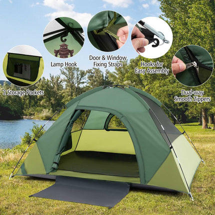 2-Personen-Campingzelt mit abnehmbarem Regenschutz, Grün