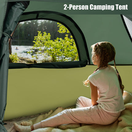 2-Personen-Campingzelt mit abnehmbarem Regenschutz, Grün