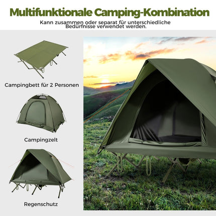 2-Person Camping Tent with Cot, Rainfly, and Carry Bag