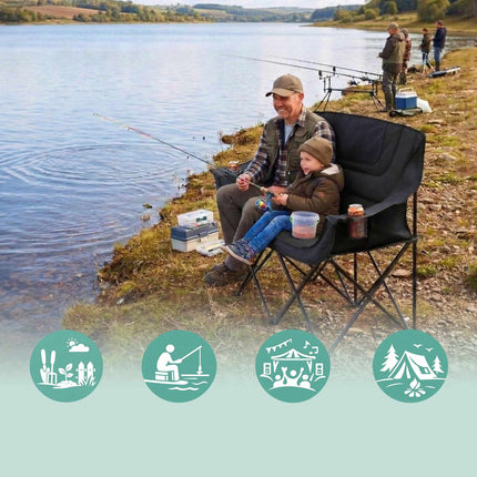 Skládací kempingové křeslo pro 2 osoby, polstrované, s taškou