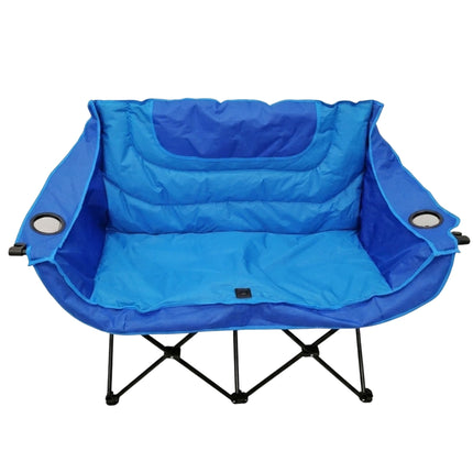 2-Person Folding Camping Chair – Padded, Cup Holders, Bag