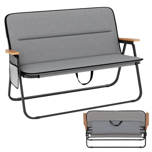 2-Personen-Falt-Camping-Liebesbank, Kissen, Seitentasche, 300 kg