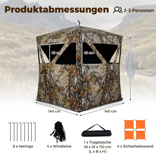 2-Personen-Jagdstand mit geräuschlosen Fenstern, Camouflage