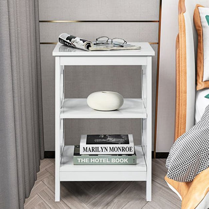 2-Piece 3-Tier Nightstand Side Table Set, White
