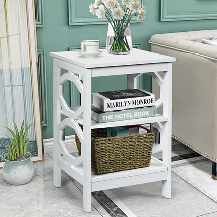 2-Piece 3-Tier Nightstand Side Table Set, White