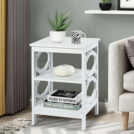 2-Piece 3-Tier Nightstand Side Table Set, White