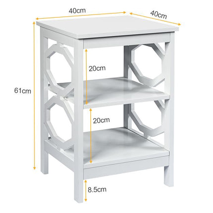 2-Piece 3-Tier Nightstand Side Table Set, White