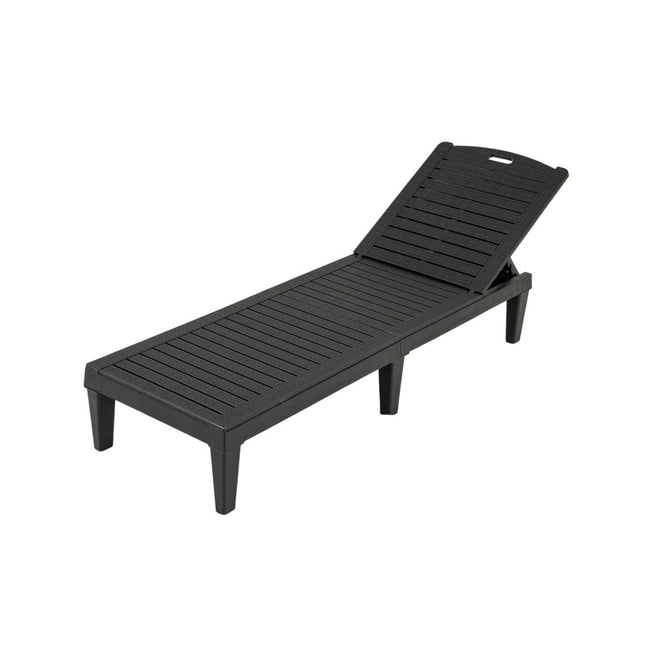 2-teiliges verstellbares Liegestuhl-Set, Schwarz, Wetterfest