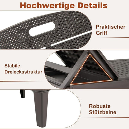 2-teiliges verstellbares Sonnenliegen-Set, wetterfest, Braun