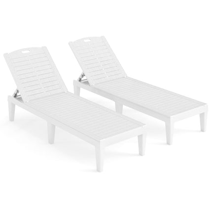 2-Piece Adjustable Reclining Sun Lounger Set, White