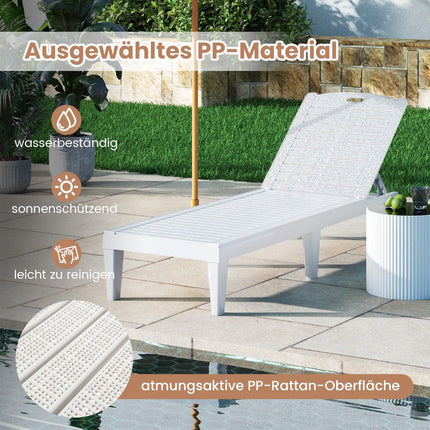 2-Piece Adjustable Reclining Sun Lounger Set, White