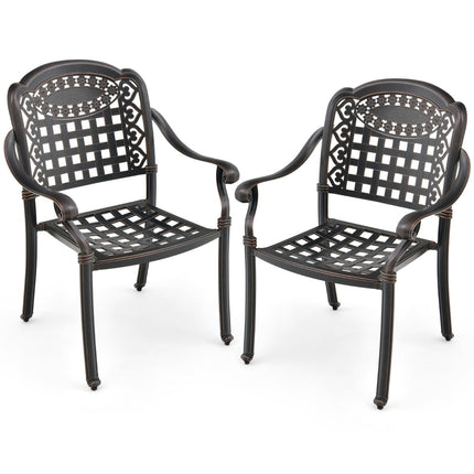 2-Piece Aluminum Stackable Garden Chairs with Armrests