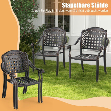 2-Piece Aluminum Stackable Garden Chairs with Armrests