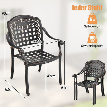 2-Piece Aluminum Stackable Garden Chairs with Armrests