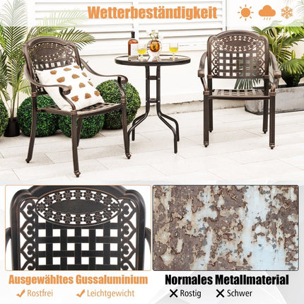 2-Piece Aluminum Stackable Garden Chairs with Armrests