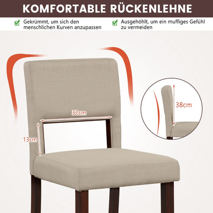 2-Piece Bar Chair Set, Hollow Back, Rubber Wood Legs