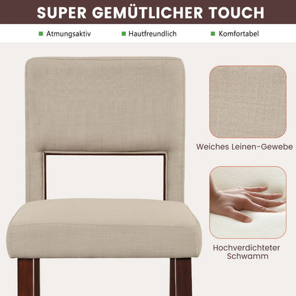 2-Piece Bar Chair Set, Hollow Back, Rubber Wood Legs