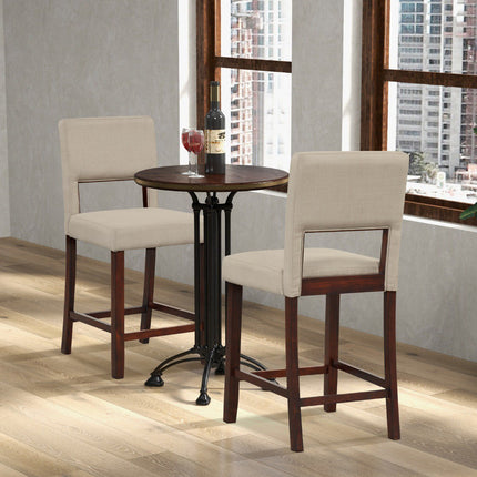 2-Piece Bar Chair Set, Hollow Back, Rubber Wood Legs