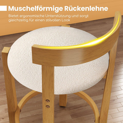 2-Piece Bar Stool Set, Wood, 62cm Seat Height, Natural