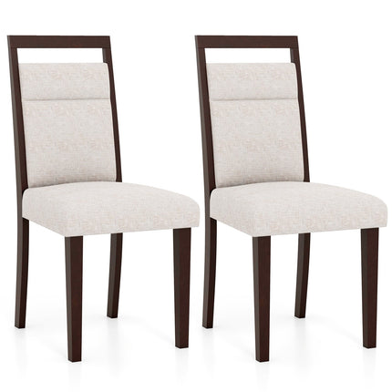 2-teilige beige Esszimmerstühle, gepolsterte Sitzfläche und Rückenlehne, Holzrahmen