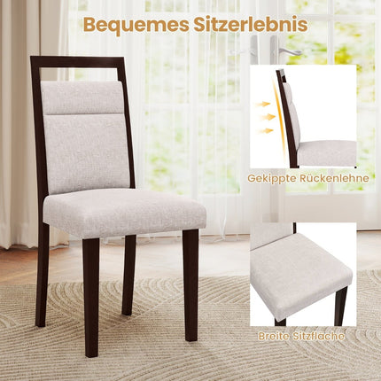 2-teilige beige Esszimmerstühle, gepolsterte Sitzfläche und Rückenlehne, Holzrahmen