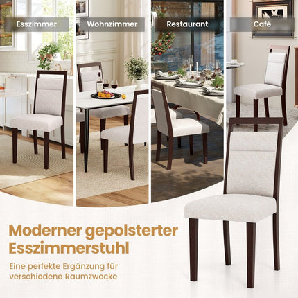 2-teilige beige Esszimmerstühle, gepolsterte Sitzfläche und Rückenlehne, Holzrahmen
