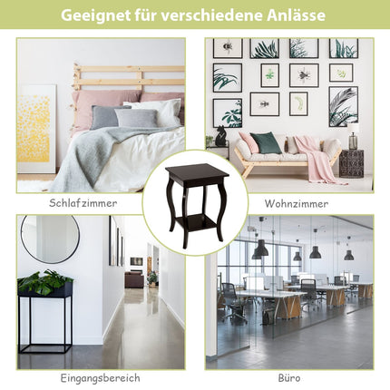 2-teilige braune Beistelltische mit Ablagen für das Wohnzimmer