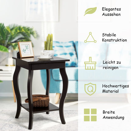 2-teilige braune Beistelltische mit Ablagen für das Wohnzimmer