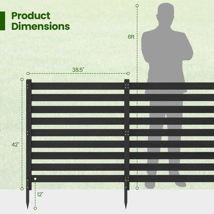 2-Piece Cedar Garden Fence Set with Metal Posts, 98x107 cm
