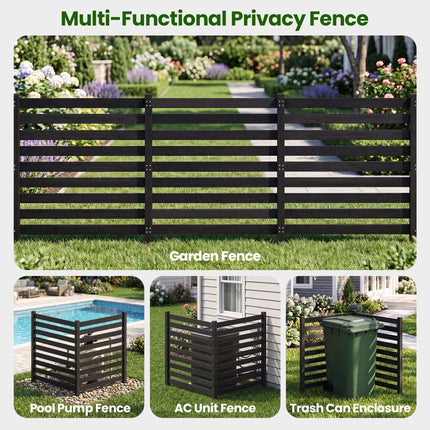 2-Piece Cedar Garden Fence Set with Metal Posts, 98x107 cm