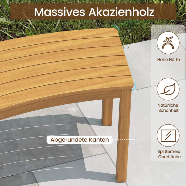 2-teiliges geschwungenes Outdoor-Bank-Set aus Akazienholz