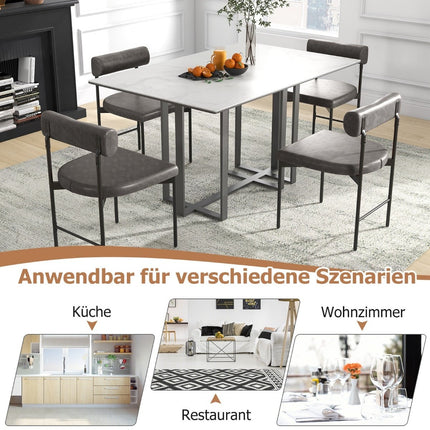 2-Piece Dining Chair Set, Grey PVC Leather, Padded Back