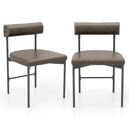 2-Piece Dining Chair Set, Grey PVC Leather, Padded Back