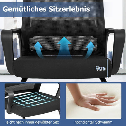 2-teiliges ergonomisches Gästestuhl-Set mit Lordosenstütze