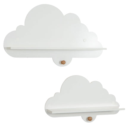 2-Piece Floating Cloud Wall Shelves, White, Kids Room