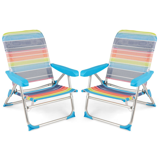 2-Piece Folding Beach Chair Set, Adjustable Backrest