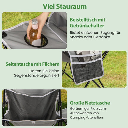 2-Piece Folding Beach Chair Set with Adjustable Backrest