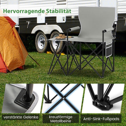 2-Piece Folding Beach Chair Set with Adjustable Backrest