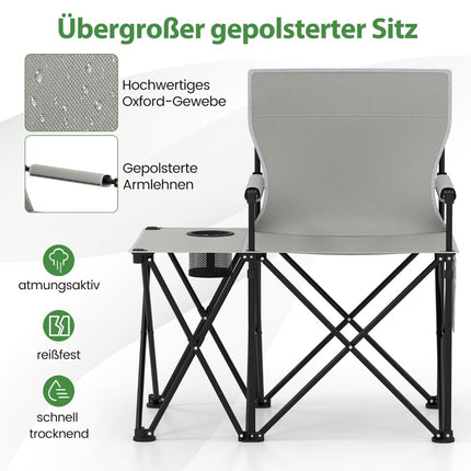 2-Piece Folding Beach Chair Set with Adjustable Backrest