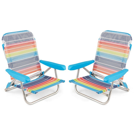 2-Piece Folding Beach Chairs with Adjustable Backrest