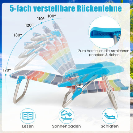 2-Piece Folding Beach Chairs with Adjustable Backrest