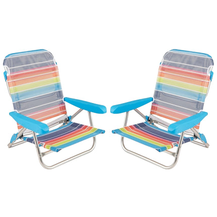 2-Piece Folding Beach Chairs with Adjustable Backrest