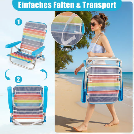 2-Piece Folding Beach Chairs with Adjustable Backrest