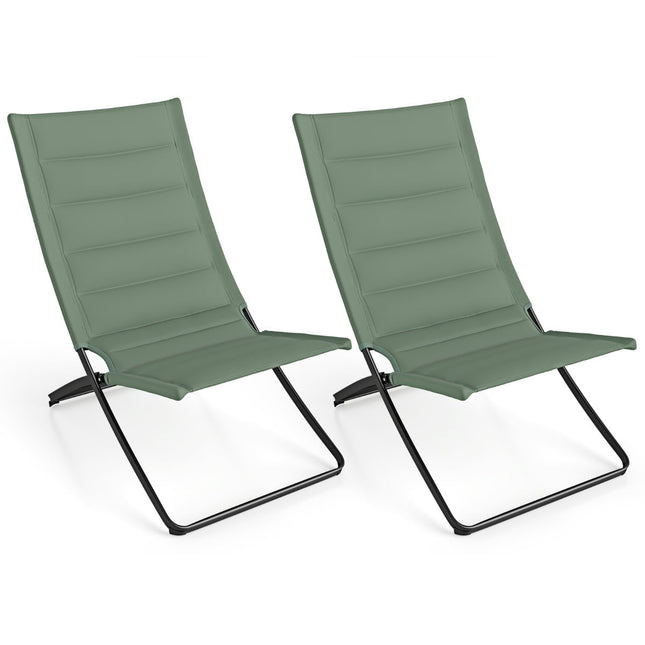 2er-Set klappbare Strandstühle mit gepolsterten Sitzen, Grün