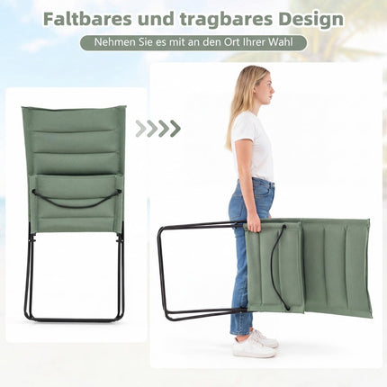 2er-Set klappbare Strandstühle mit gepolsterten Sitzen, Grün